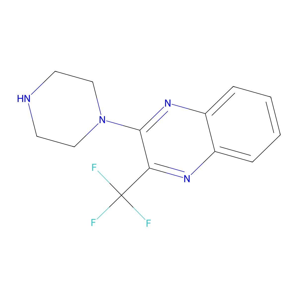2-Piperazin-1-yl-3-(trifluoromethyl)quinoxaline molecular structure, CAS 1095706-44-7