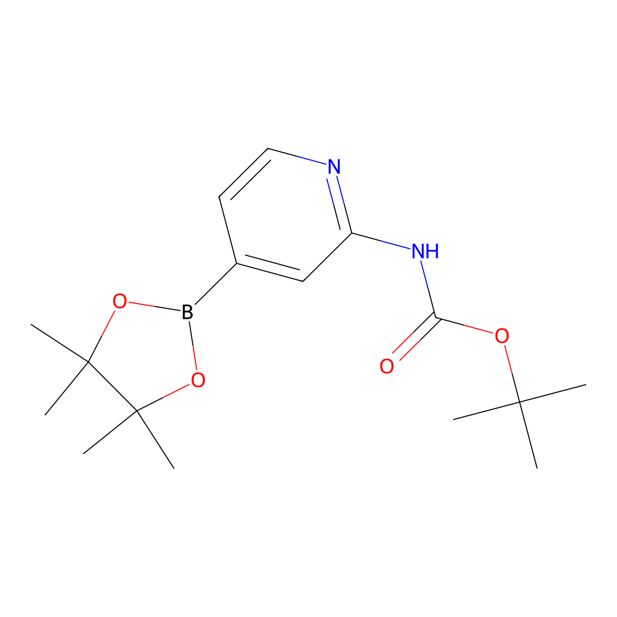tert-butyl N-(4-(4,4,5,5-tetramethyl-1,3,2-dioxaborolan-2-yl)pyridin-2-yl)carbamate molecular structure, CAS 1095708-32-9
