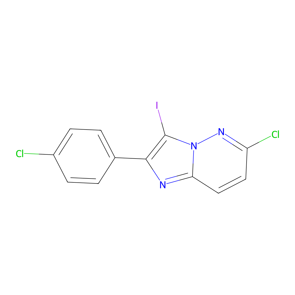 6-Chloro-2-(4-chlorophenyl)-3-iodoimidazo[1,2-b]pyridazine molecular structure, CAS 1095708-36-3