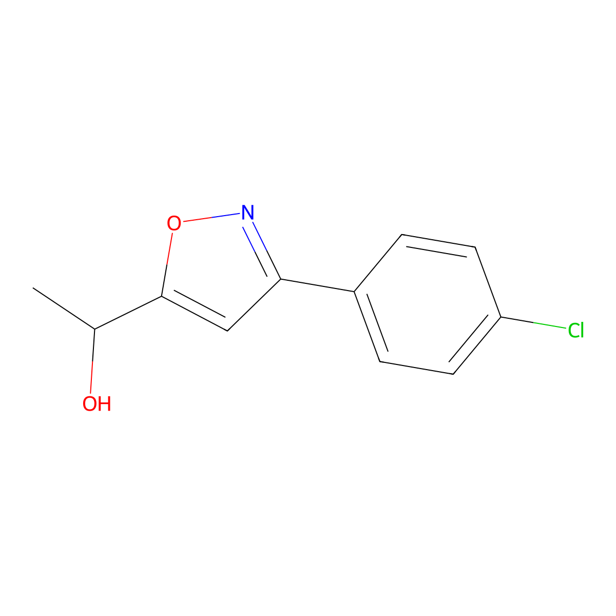 1-[3-(4-Chlorophenyl)-5-isoxazolyl]-1-ethanol molecular structure, CAS 109572-24-9