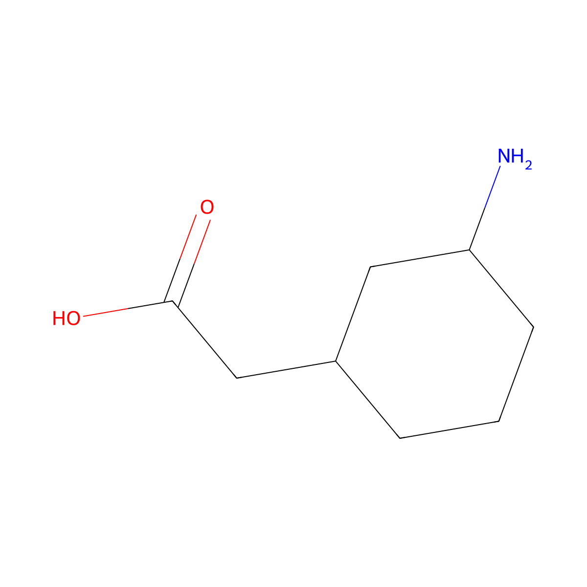 2-(3-Aminocyclohexyl)acetic acid molecular structure, CAS 109572-40-9