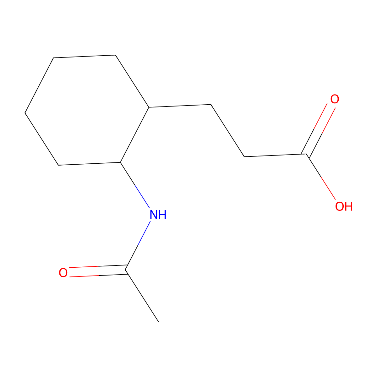 3-(2-Acetamidocyclohexyl)propanoic acid molecular structure, CAS 109572-41-0