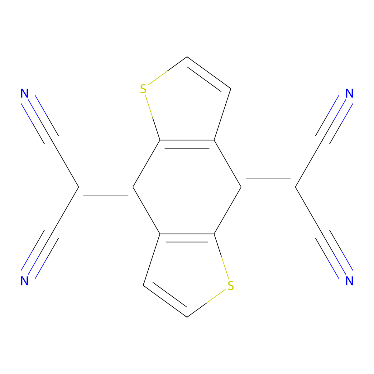 2-[4-(Dicyanomethylidene)thieno[2,3-f][1]benzothiol-8-ylidene]propanedinitrile molecular structure, CAS 109573-90-2