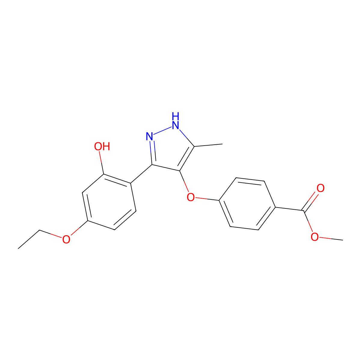 methyl 4-((3-(4-ethoxy-2-hydroxyphenyl)-5-methyl-1H-pyrazol-4-yl)oxy)benzoate molecular structure, CAS 1095752-27-4