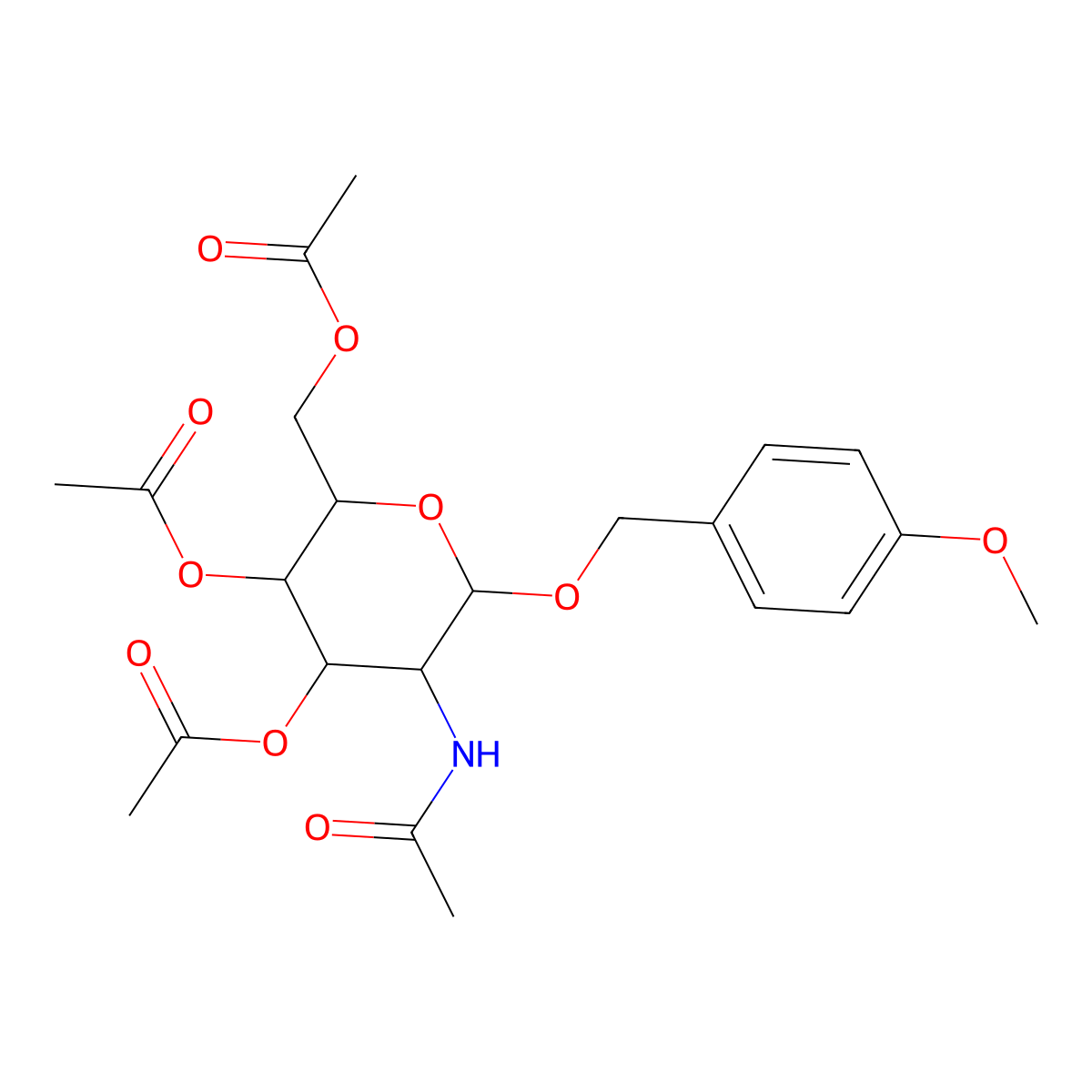 5-acetamido-2-(acetoxymethyl)-6-((4-methoxybenzyl)oxy)tetrahydro-2H-pyran-3,4-diyl diacetate molecular structure, CAS 1095762-77-8