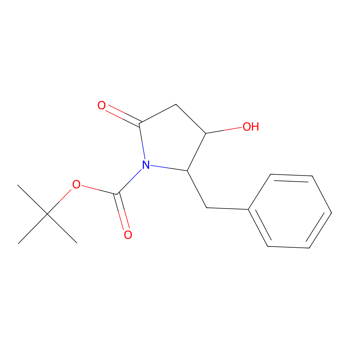 tert-butyl (2S,3S)-2-benzyl-3-hydroxy-5-oxopyrrolidine-1-carboxylate molecular structure, CAS 109579-10-4