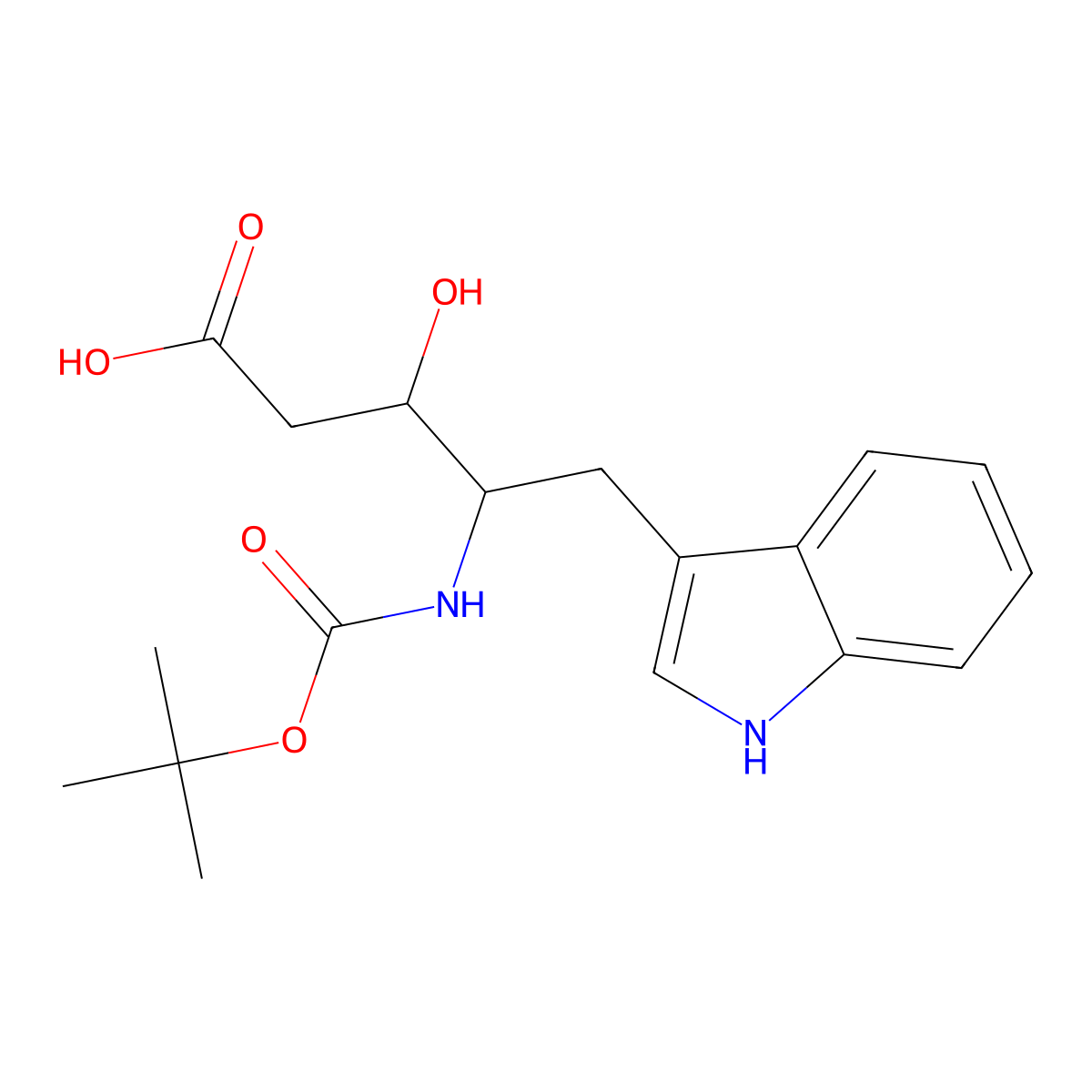Boc-(3S,4S)-4-amino-3-hydroxy-5-(1H-indol-3-YL)-pentanoic acid molecular structure, CAS 109579-23-9