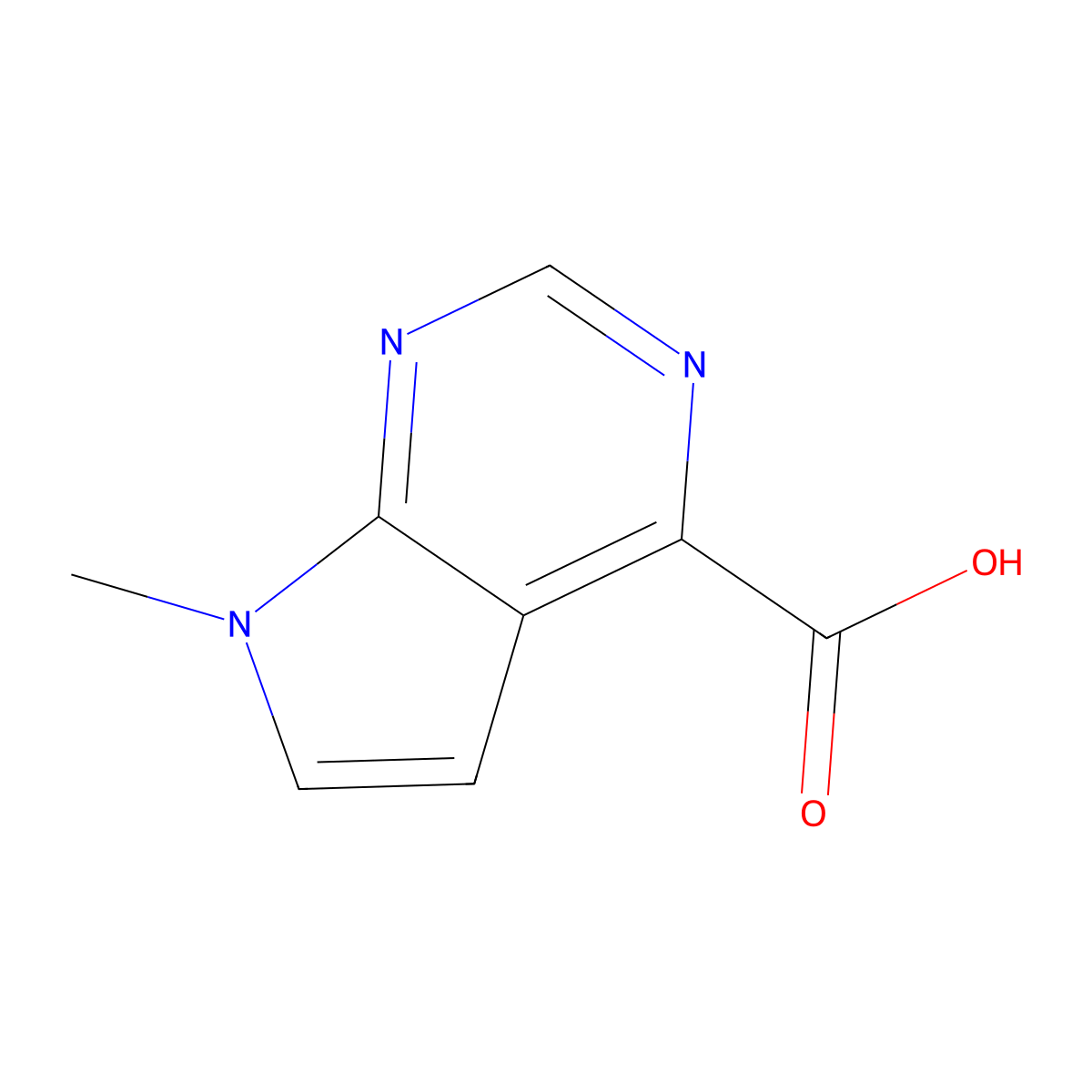 7-methyl-7H-pyrrolo(2,3-d)pyrimidine-4-carboxylic acid molecular structure, CAS 1095822-19-7