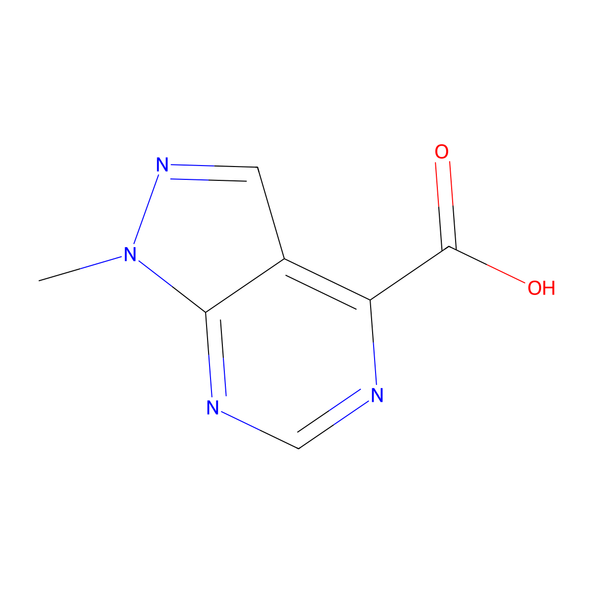 1-Methyl-1H-pyrazolo[3,4-D]pyrimidine-4-carboxylic acid molecular structure, CAS 1095822-30-2
