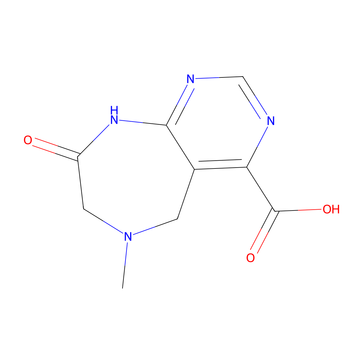6,7,8,9-Tetrahydro-6-methyl-8-oxo-5H-pyrimido[4,5-E][1,4]diazepine-4-carboxylic acid molecular structure, CAS 1095822-63-1