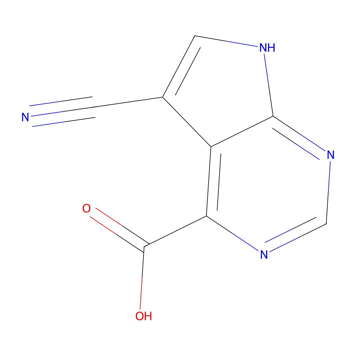 5-Cyano-7H-pyrrolo[2,3-D]pyrimidine-4-carboxylic acid molecular structure, CAS 1095822-77-7