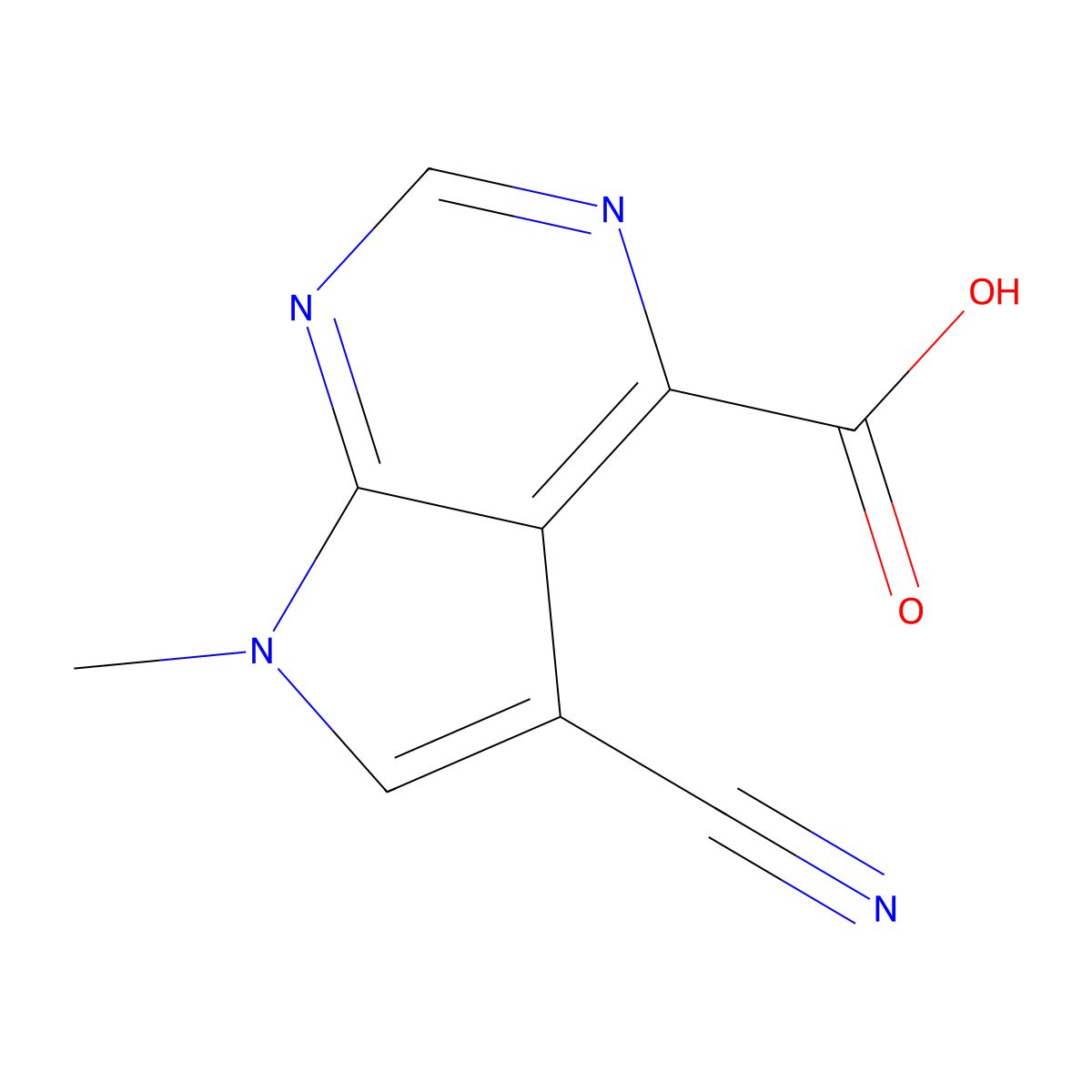 5-Cyano-7-methyl-7H-pyrrolo[2,3-D]pyrimidine-4-carboxylic acid molecular structure, CAS 1095822-79-9