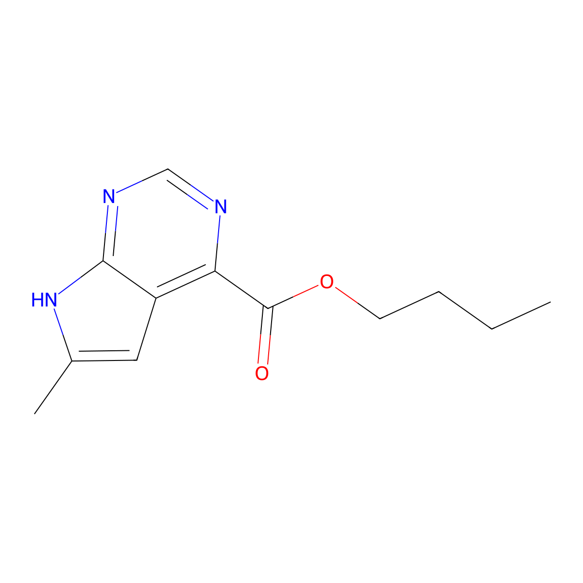 butyl 6-methyl-7H-pyrrolo[2,3-d]pyrimidine-4-carboxylate molecular structure, CAS 1095822-84-6