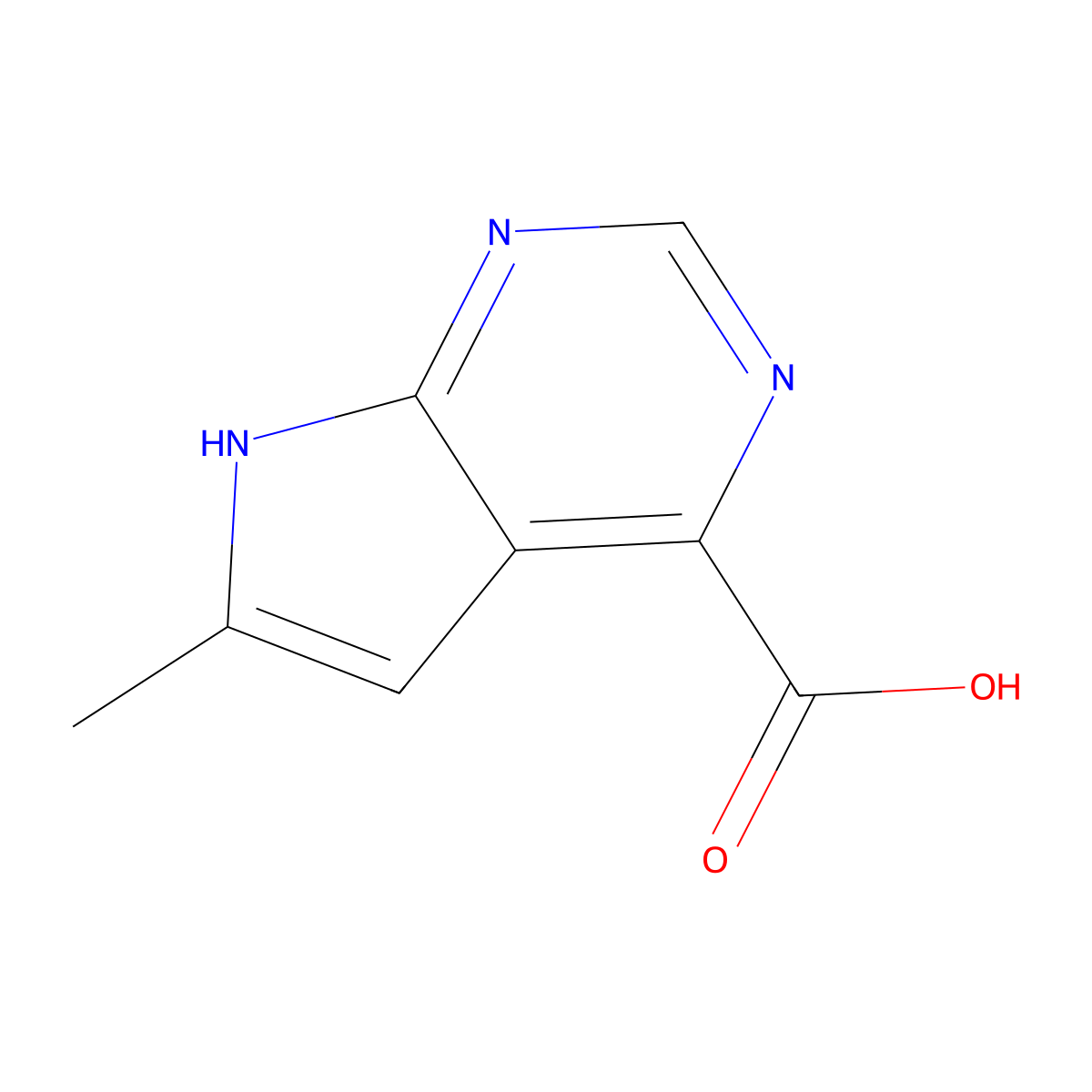 6-Methyl-7H-pyrrolo[2,3-D]pyrimidine-4-carboxylic acid molecular structure, CAS 1095822-86-8