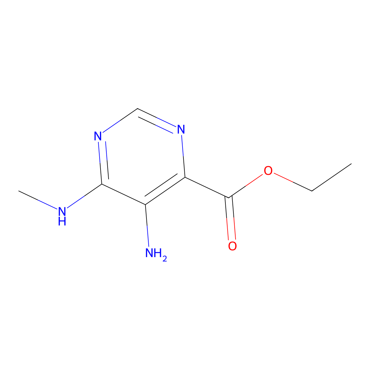 Ethyl 5-amino-6-(methylamino)pyrimidine-4-carboxylate molecular structure, CAS 1095823-03-2
