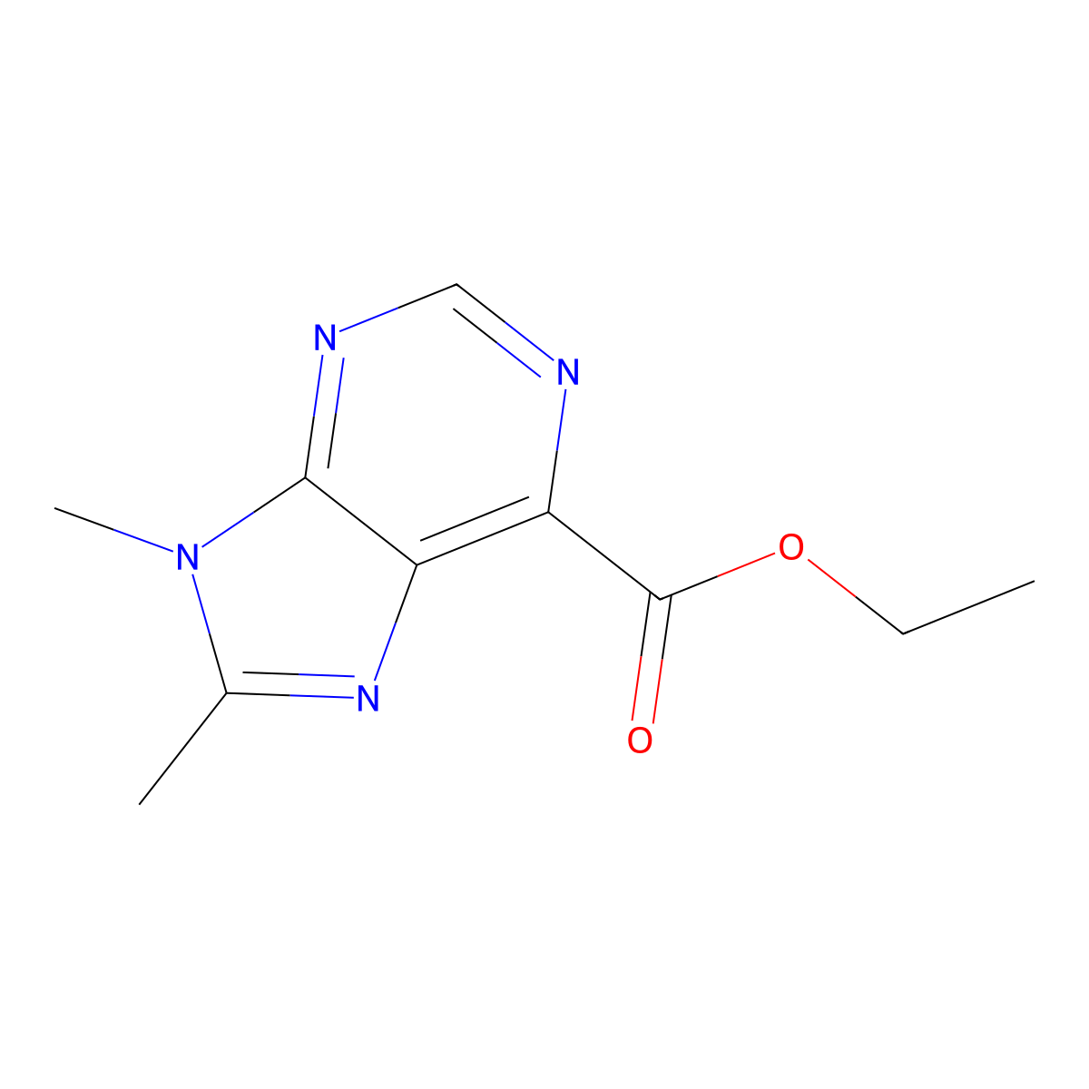 Ethyl 8,9-dimethyl-9H-purine-6-carboxylate molecular structure, CAS 1095823-05-4