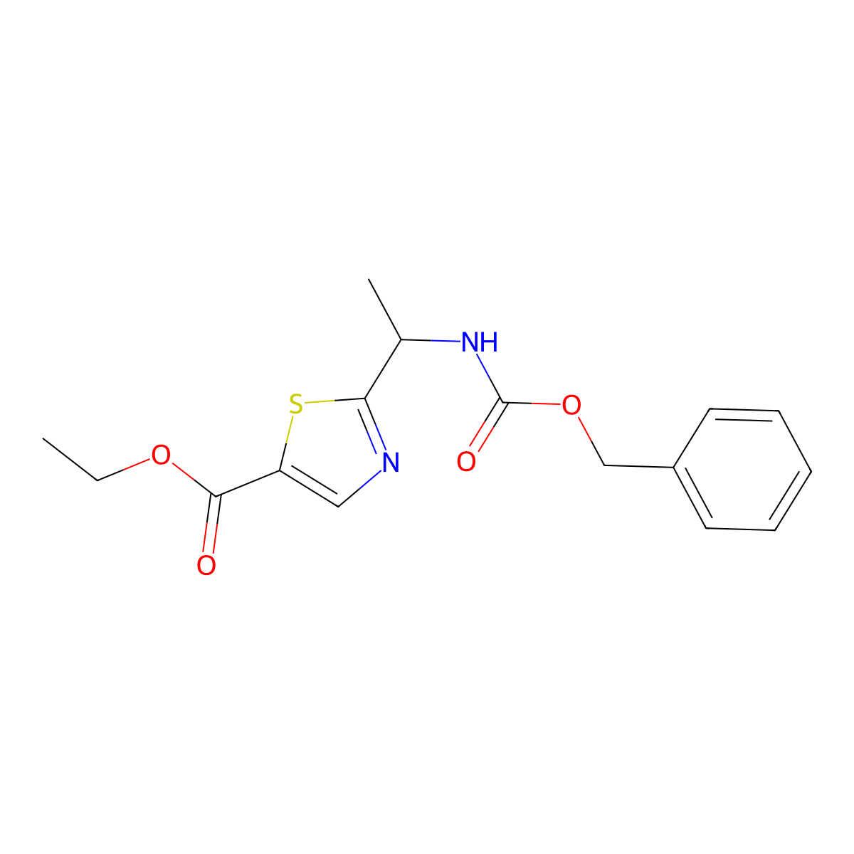 Ethyl 2-(1-(((benzyloxy)carbonyl)amino)ethyl)thiazole-5-carboxylate molecular structure, CAS 1095823-50-9