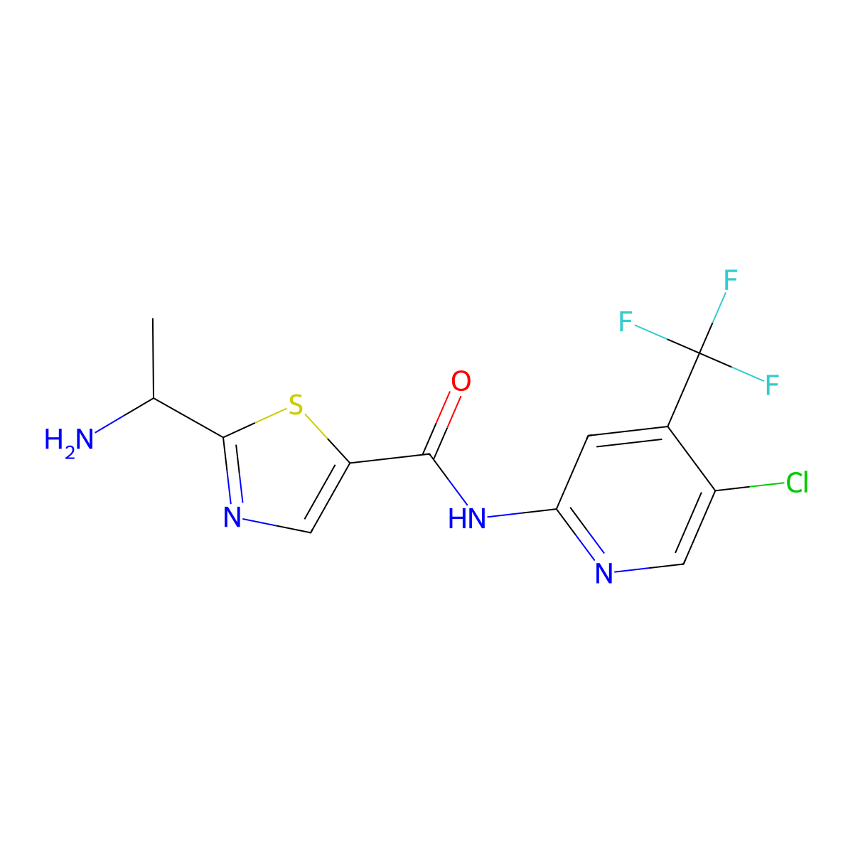 2-(1-Aminoethyl)-N-(5-chloro-4-(trifluoromethyl)pyridin-2-yl)thiazole-5-carboxamide molecular structure, CAS 1095823-56-5