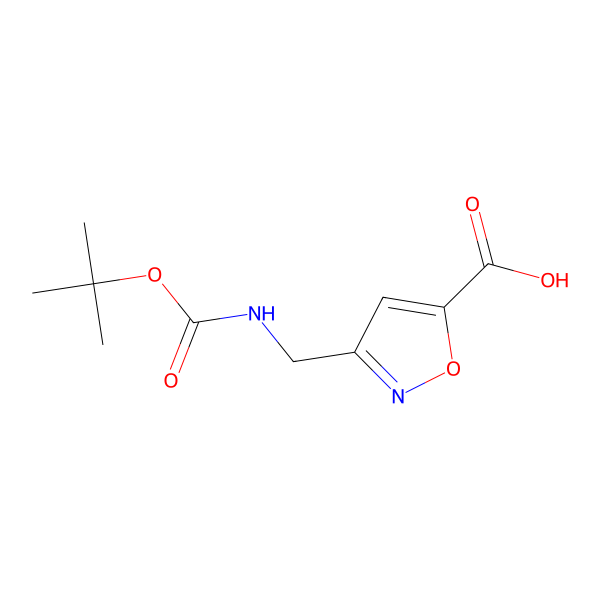 3-((((Tert-butoxy)carbonyl)amino)methyl)-1,2-oxazole-5-carboxylic acid molecular structure, CAS 1095824-01-3
