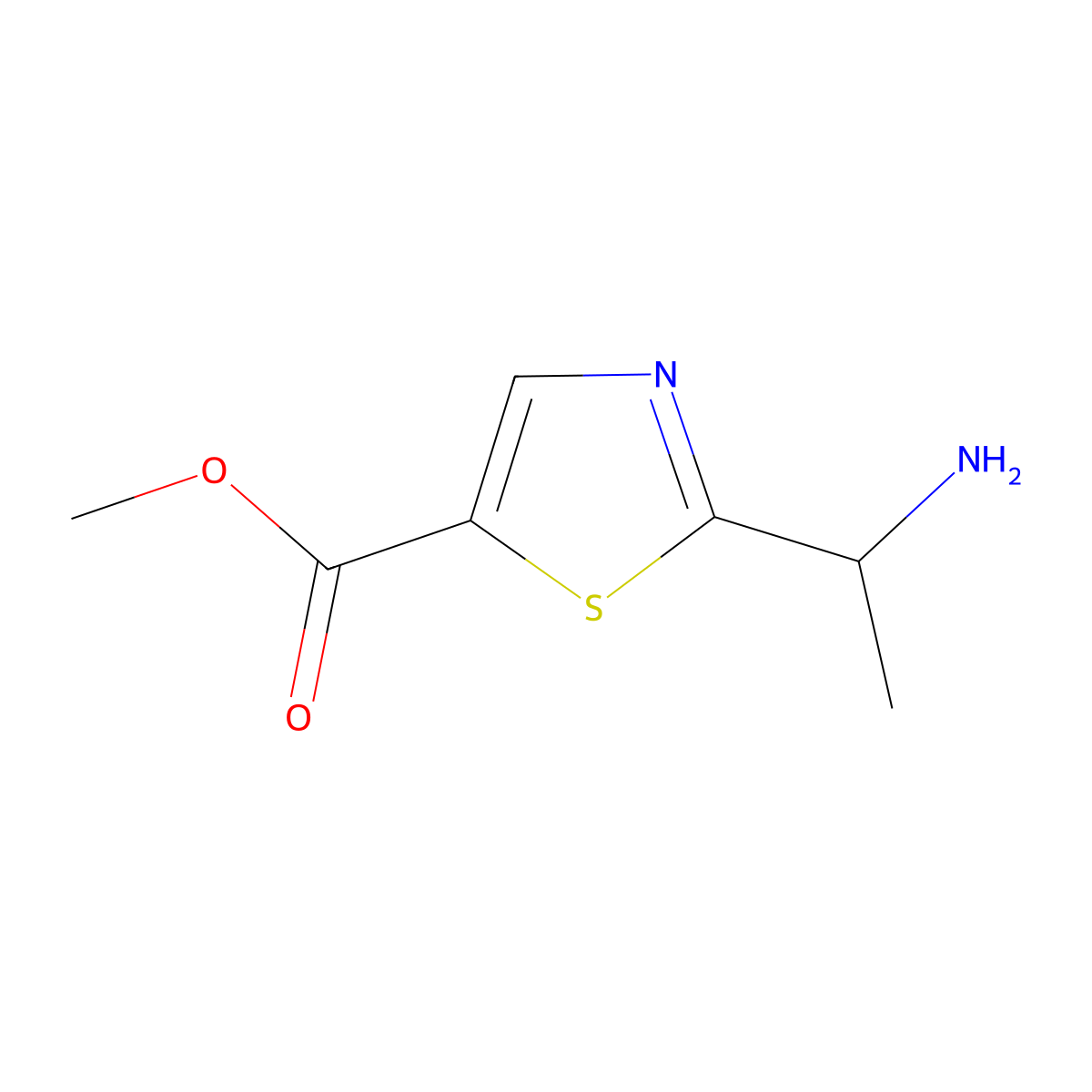 Methyl 2-(1-aminoethyl)thiazole-5-carboxylate molecular structure, CAS 1095824-68-2