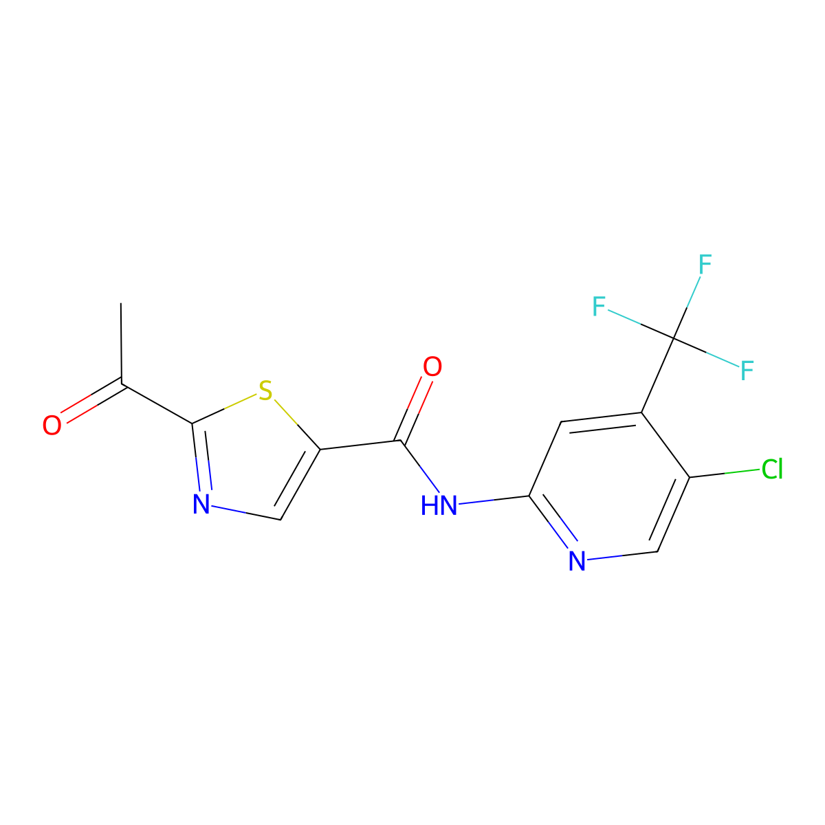 2-Acetyl-N-(5-chloro-4-(trifluoromethyl)pyridin-2-yl)thiazole-5-carboxamide molecular structure, CAS 1095825-46-9