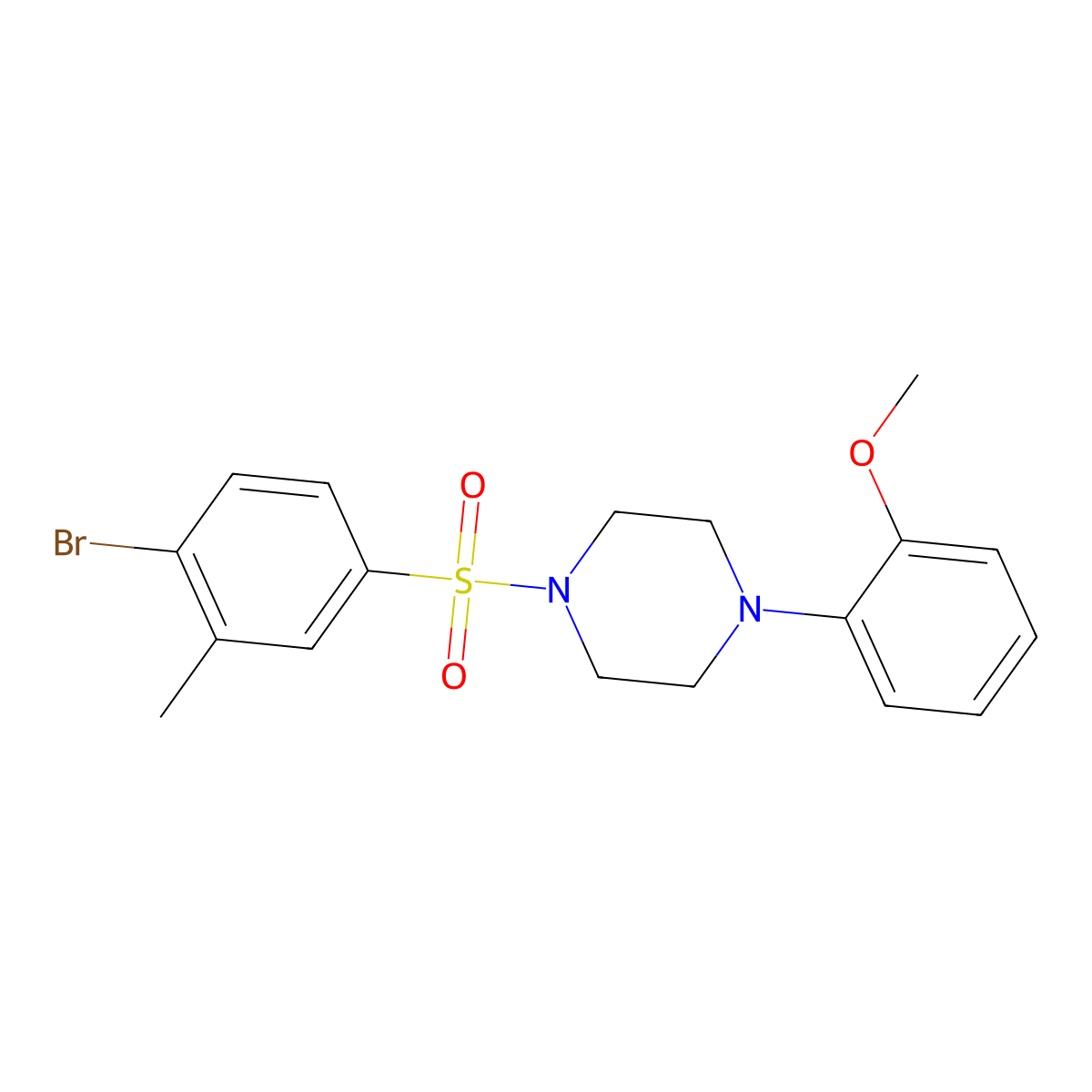1-[(4-Bromo-3-methylphenyl)sulfonyl]-4-(2-methoxyphenyl)piperazine molecular structure, CAS 1095825-47-0