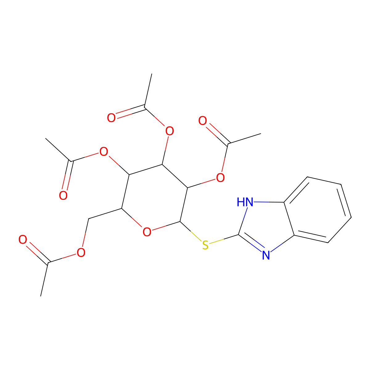 1H-benzimidazol-2-yl 2,3,4,6-tetra-O-acetyl-1-thiohexopyranoside molecular structure, CAS 1095854-48-0