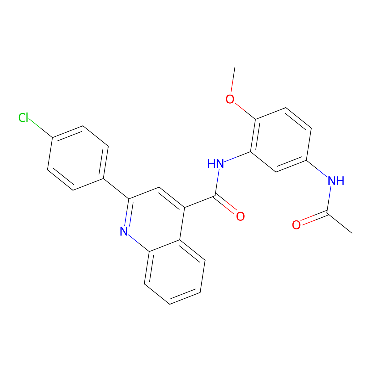 N-[5-(acetylamino)-2-methoxyphenyl]-2-(4-chlorophenyl)quinoline-4-carboxamide molecular structure, CAS 1095859-55-4