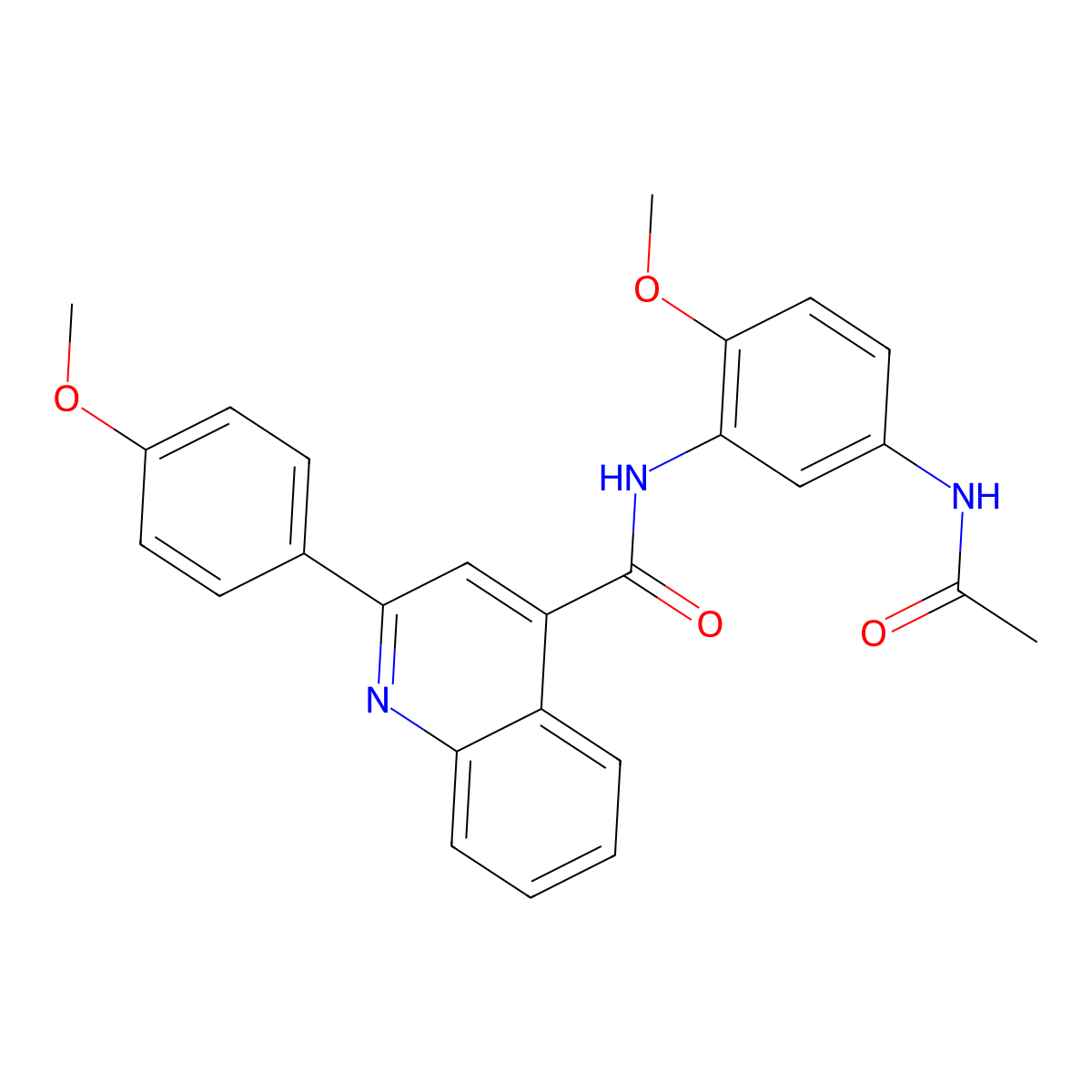 N-[5-(acetylamino)-2-methoxyphenyl]-2-(4-methoxyphenyl)quinoline-4-carboxamide molecular structure, CAS 1095859-57-6