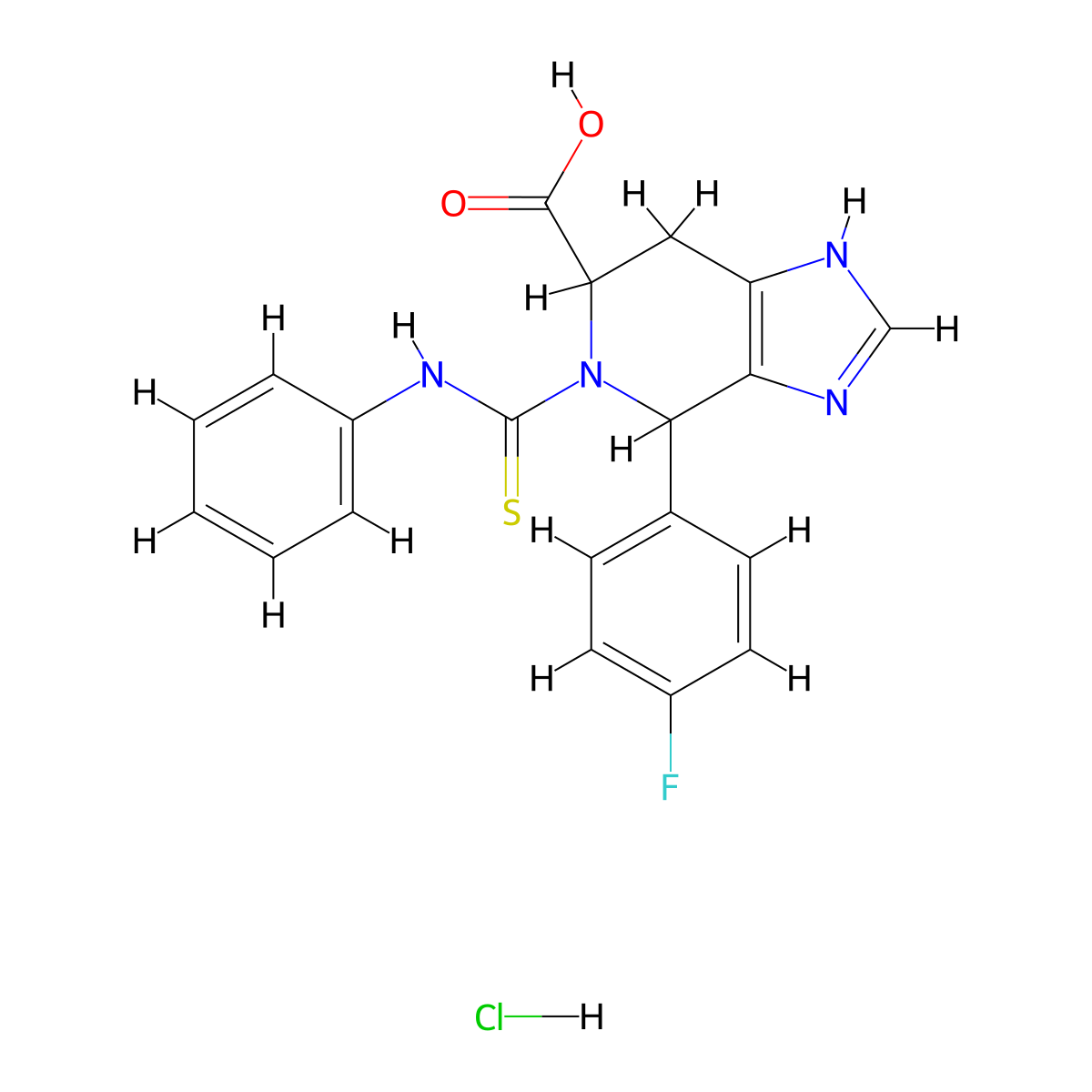 4-(4-fluorophenyl)-5-(phenylcarbamothioyl)-4,5,6,7-tetrahydro-3H-imidazo[4,5-c]pyridine-6-carboxylic acid hydrochloride molecular structure, CAS 1095929-92-2