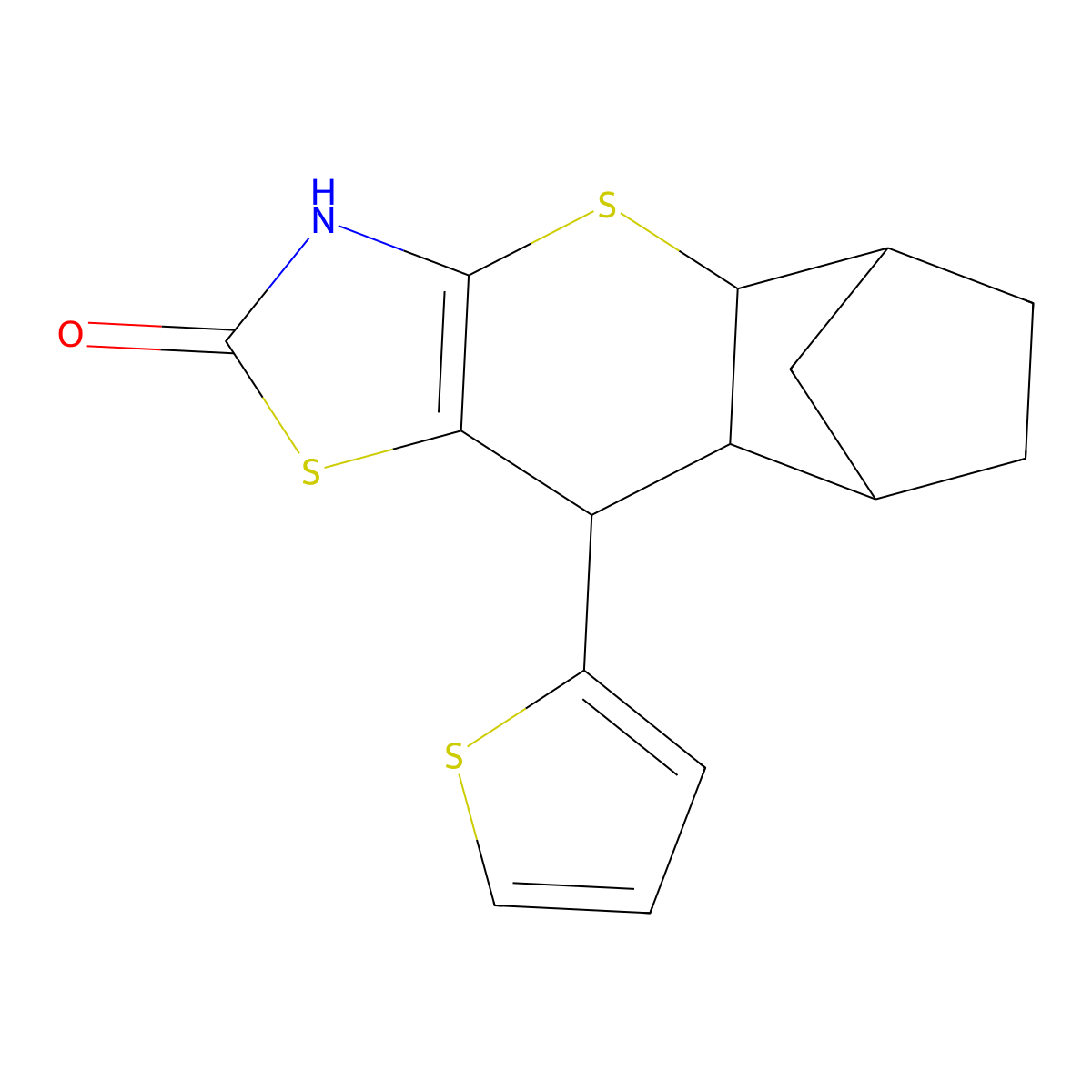 9-(thiophen-2-yl)-3,4a,5,6,7,8,8a,9-octahydro-2H-5,8-methanothiochromeno[2,3-d]thiazol-2-one molecular structure, CAS 1095933-34-8