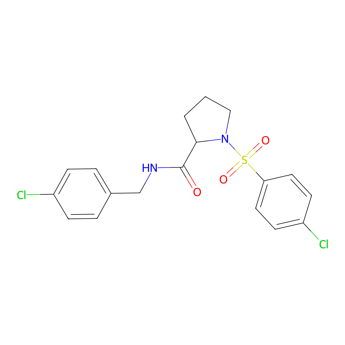 N-(4-chlorobenzyl)-1-[(4-chlorophenyl)sulfonyl]prolinamide molecular structure, CAS 1095964-98-9