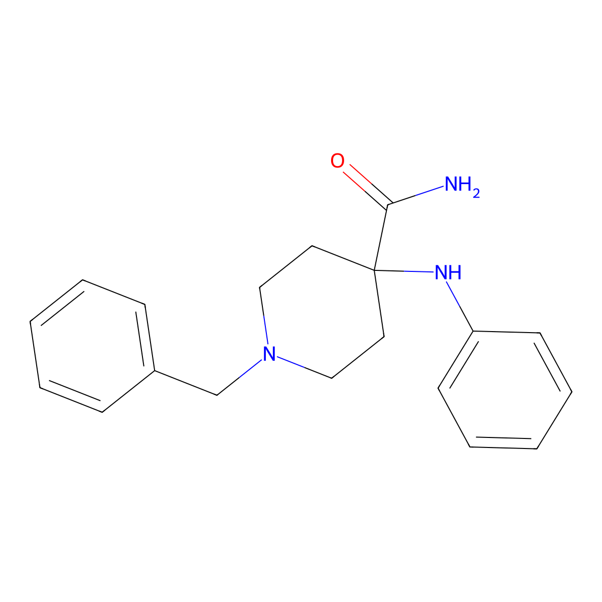 4-(Phenylamino)-1-(phenylmethyl)-4-piperidinecarboxamide molecular structure, CAS 1096-03-3