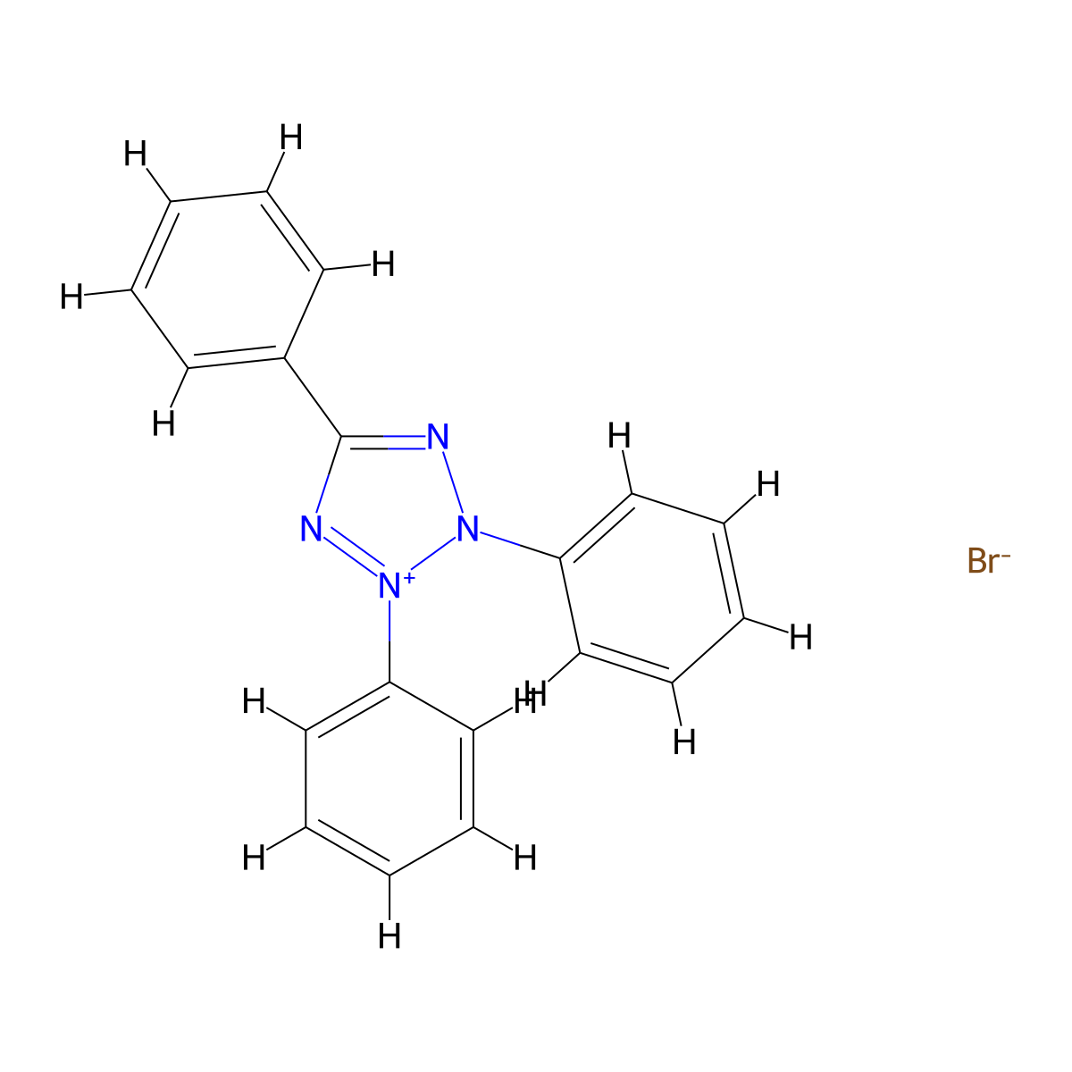 2,3,5-Triphenyltetrazolium bromide molecular structure, CAS 1096-80-6