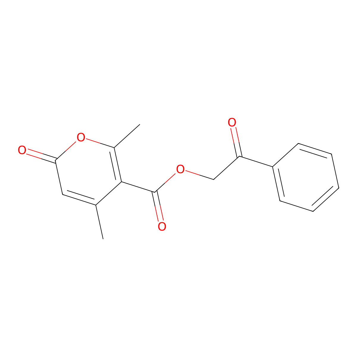 Phenacyl 2,4-dimethyl-6-oxopyran-3-carboxylate molecular structure, CAS 109600-69-3
