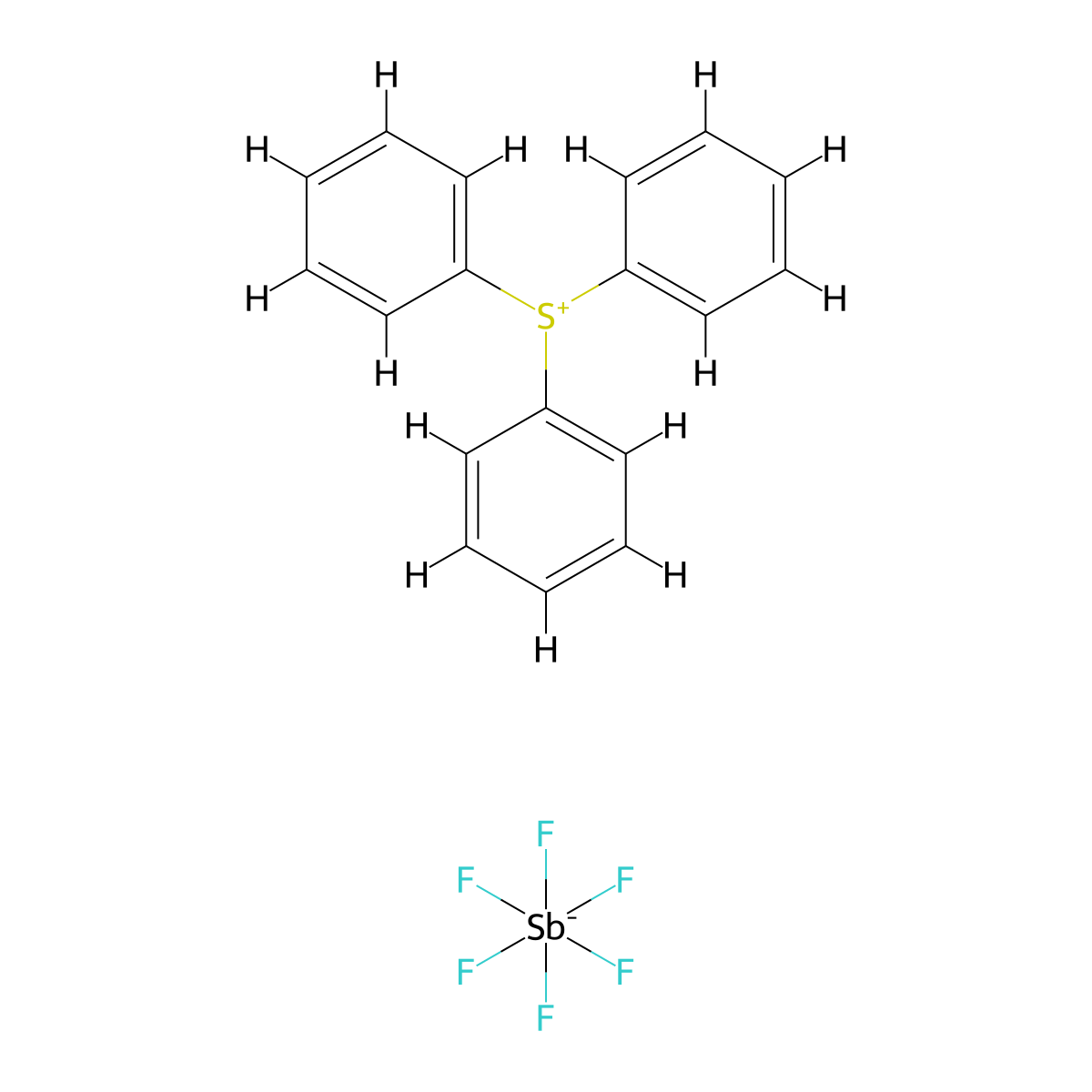 Sulfonium, triphenyl-, (OC-6-11)-hexafluoroantimonate(1-) (1:1) molecular structure, CAS 109603-33-0