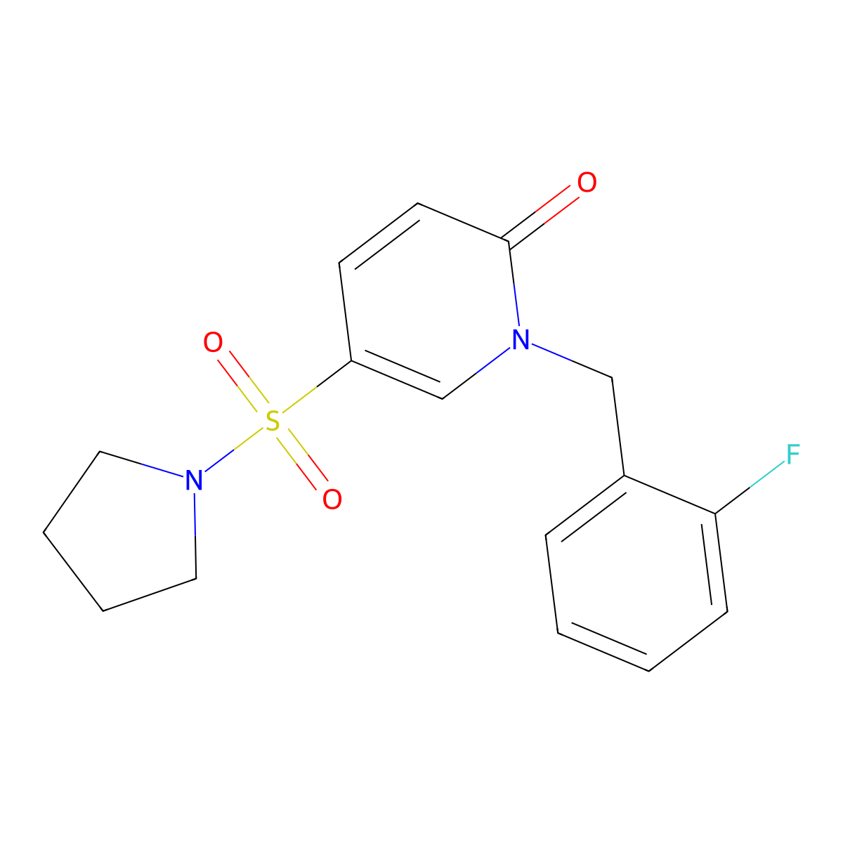 1-[(2-Fluorophenyl)methyl]-5-(pyrrolidine-1-sulfonyl)-1,2-dihydropyridin-2-one molecular structure, CAS 1096037-08-9