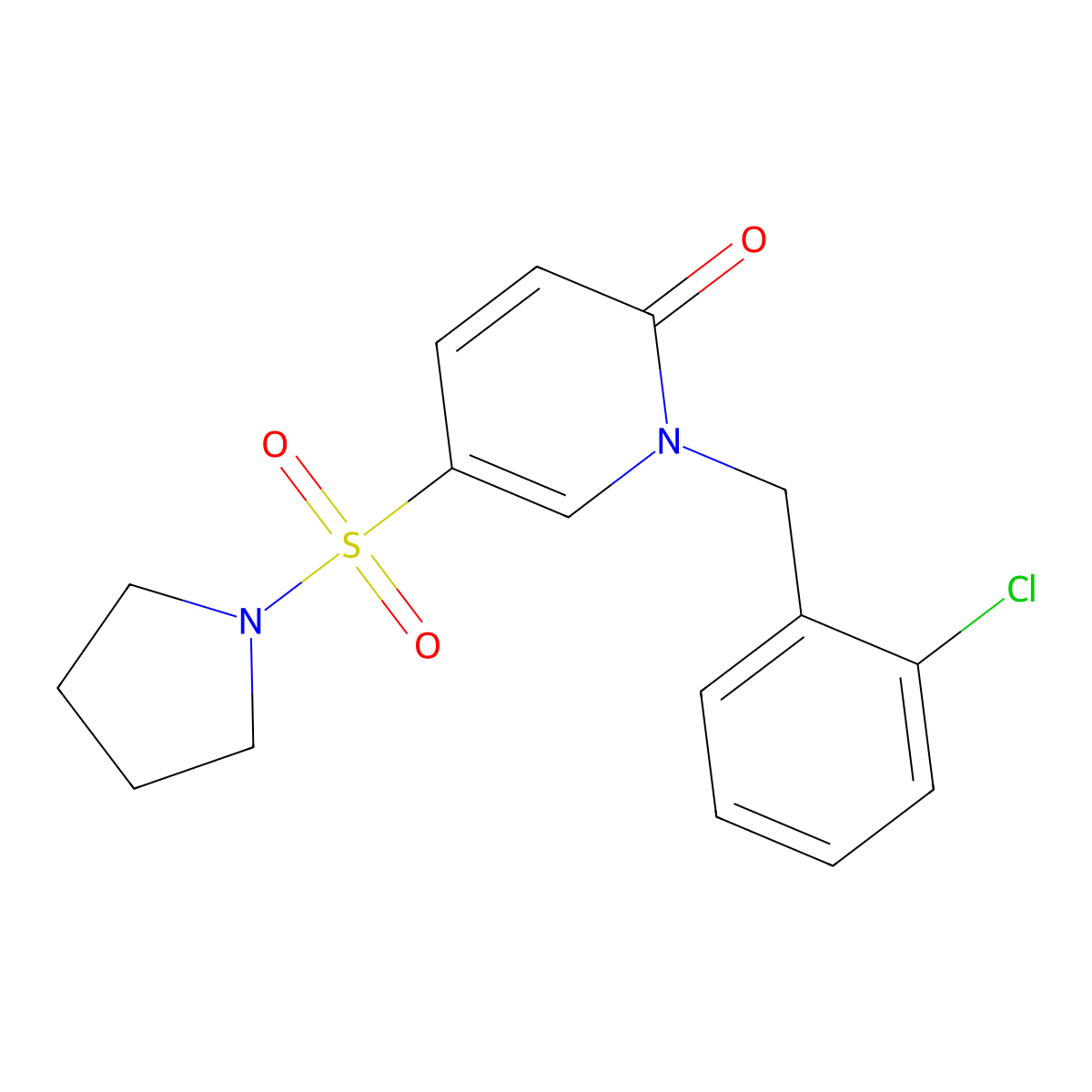 1-(2-chlorobenzyl)-5-(pyrrolidin-1-ylsulfonyl)pyridin-2(1H)-one molecular structure, CAS 1096037-09-0