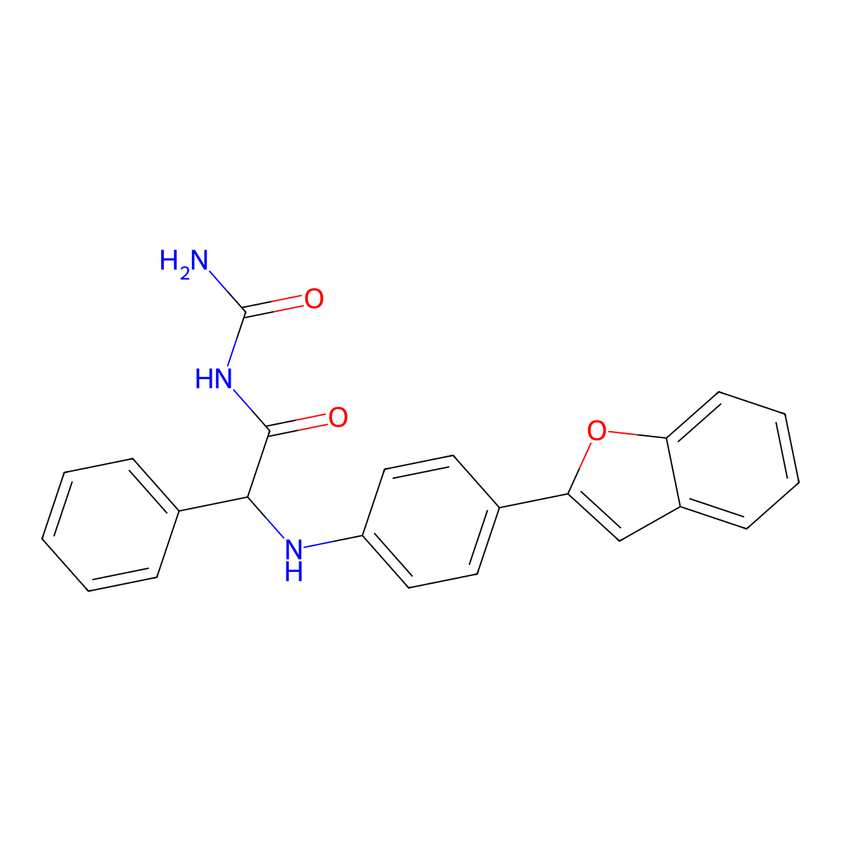 (2-{[4-(1-Benzofuran-2-yl)phenyl]amino}-2-phenylacetyl)urea molecular structure, CAS 1096045-58-7