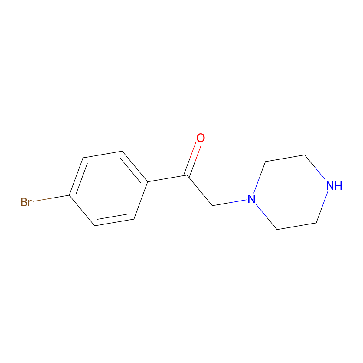 1-(4-Bromophenyl)-2-(piperazin-1-yl)ethanone molecular structure, CAS 109607-56-9