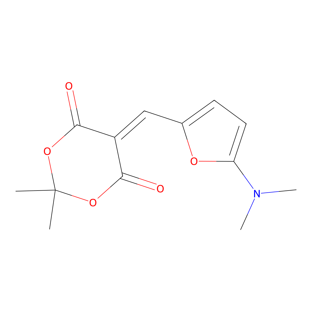 5-((5-(Dimethylamino)-2-furanyl)methylene)-2,2-dimethyl-1,3-dioxane-4,6-dione molecular structure, CAS 109610-95-9