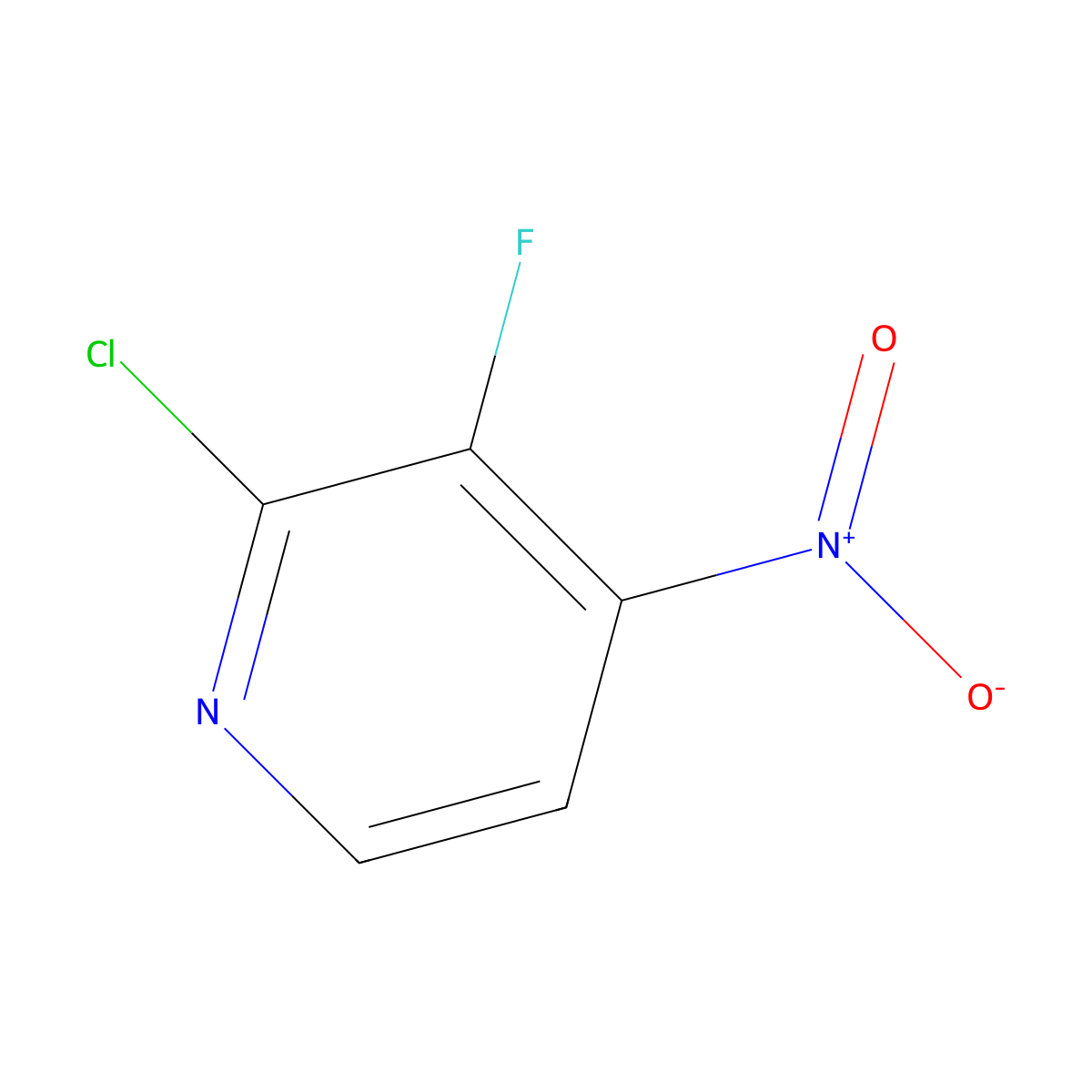 2-Chloro-3-fluoro-4-nitropyridine molecular structure, CAS 109613-90-3