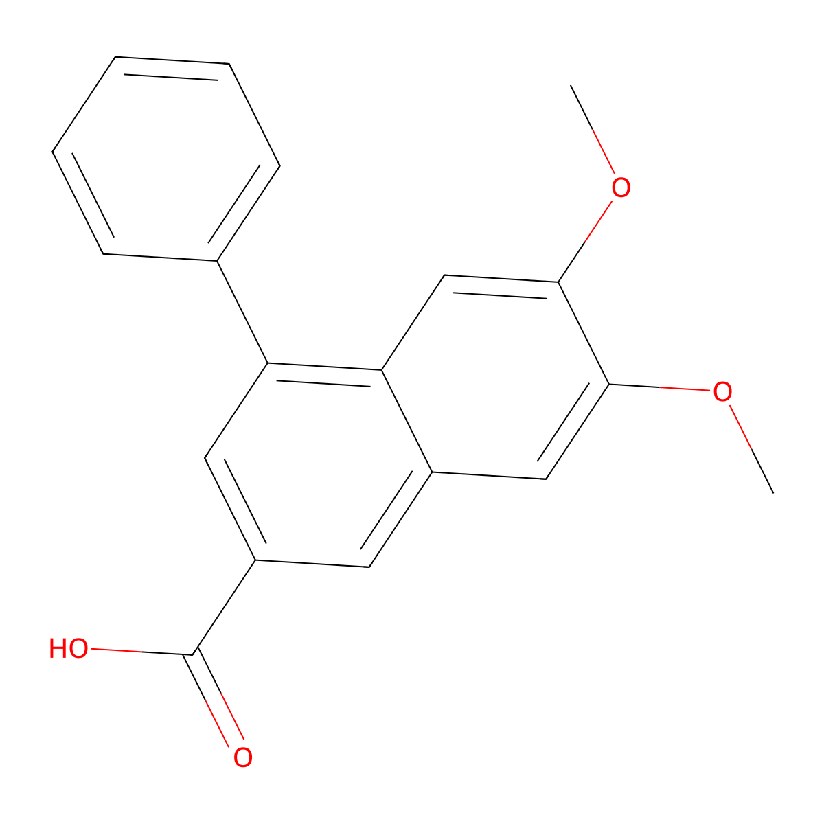 6,7-Dimethoxy-4-phenylnaphthalene-2-carboxylic acid molecular structure, CAS 109614-39-3