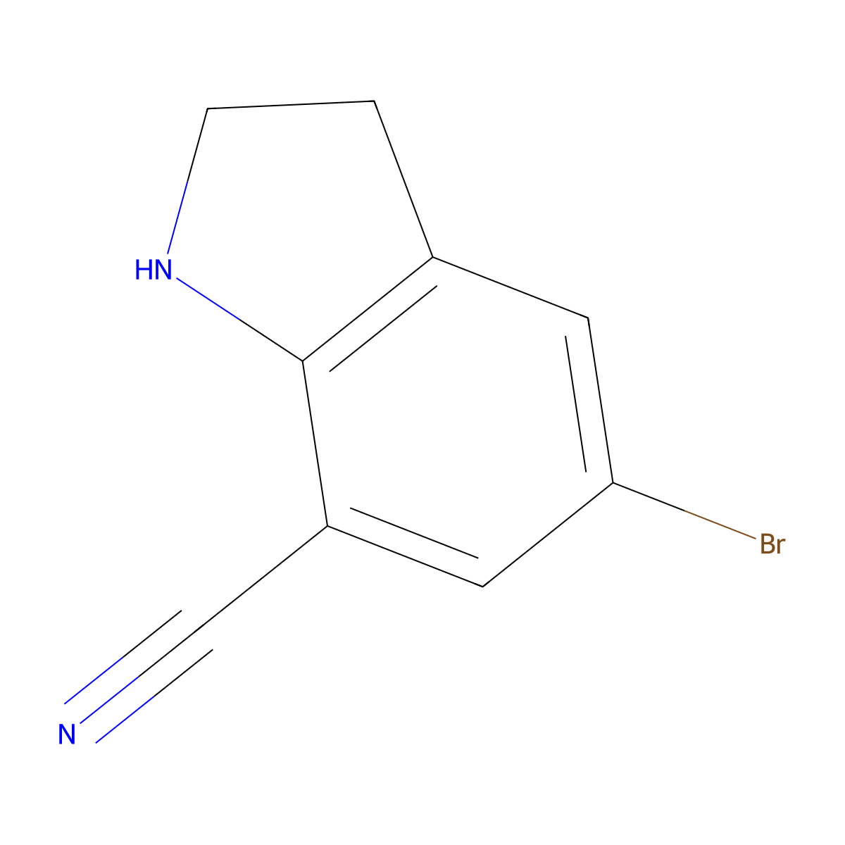 5-Bromoindoline-7-carbonitrile molecular structure, CAS 1096141-53-5