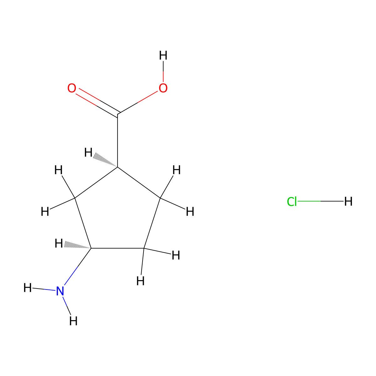 rac-(1R,3S)-3-aminocyclopentane-1-carboxylic acid hydrochloride molecular structure, CAS 1096155-68-8