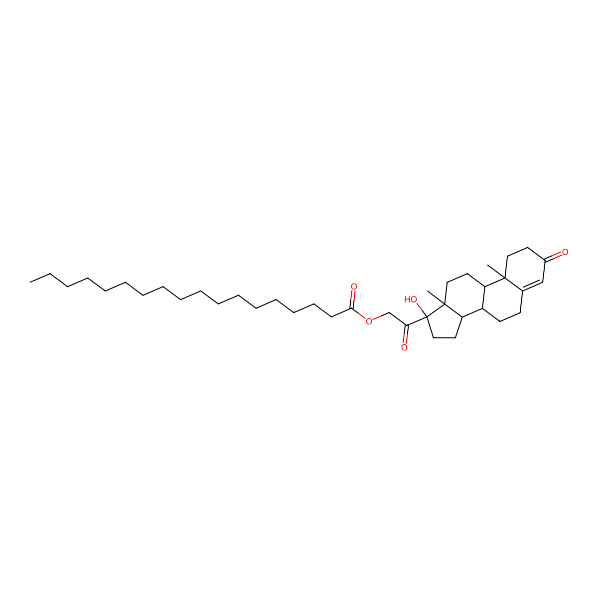 2-((8R,9S,10R,13S,14S,17R)-17-hydroxy-10,13-dimethyl-3-oxo-2,3,6,7,8,9,10,11,12,13,14,15,16,17-tetradecahydro-1H-cyclopenta[a]phenanthren-17-yl)-2-oxoethyl stearate molecular structure, CAS 1096160-64-3