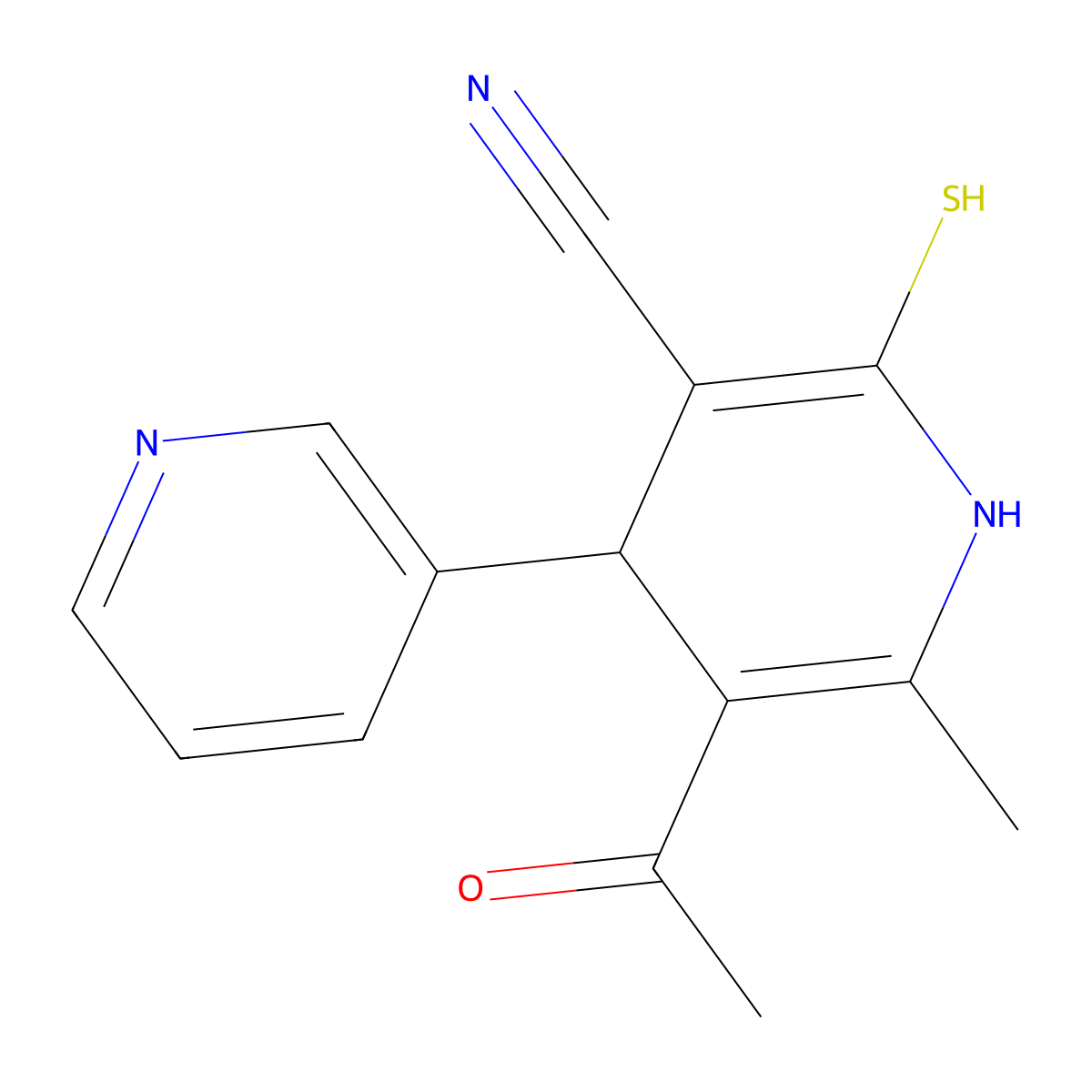 (3,4'-Bipyridine)-3'-carbonitrile, 1',4'-dihydro-5'-acetyl-2'-mercapto-6'-methyl- molecular structure, CAS 109619-35-4