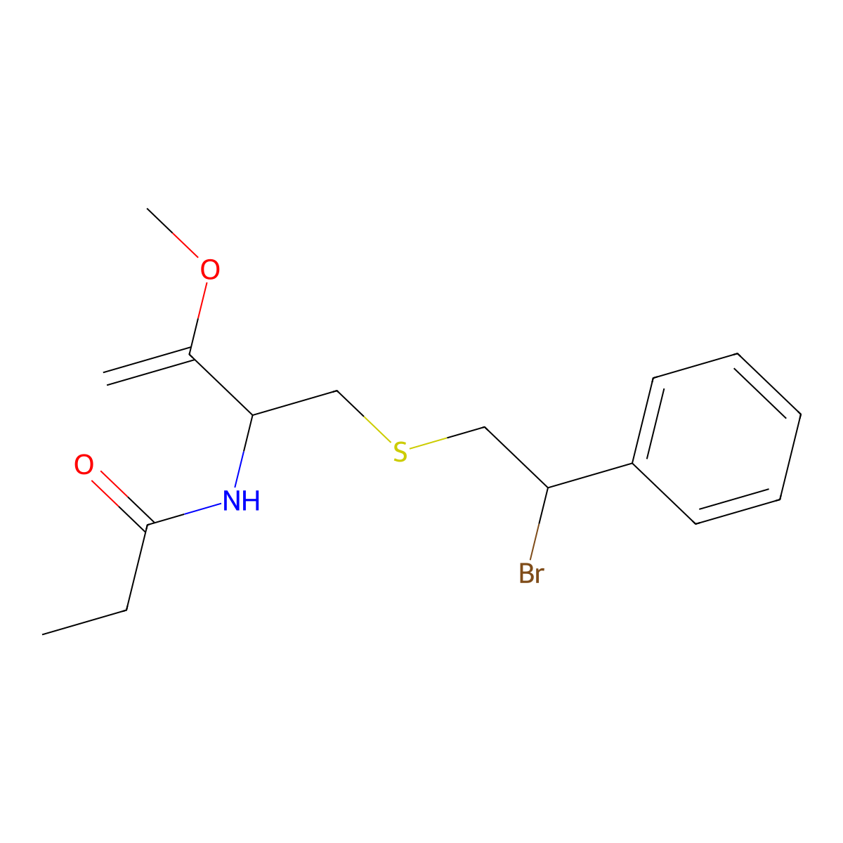 N-Acetyl-S-(2-bromo-2-phenylethyl)-L-cysteine methyl ester molecular structure, CAS 109621-21-8
