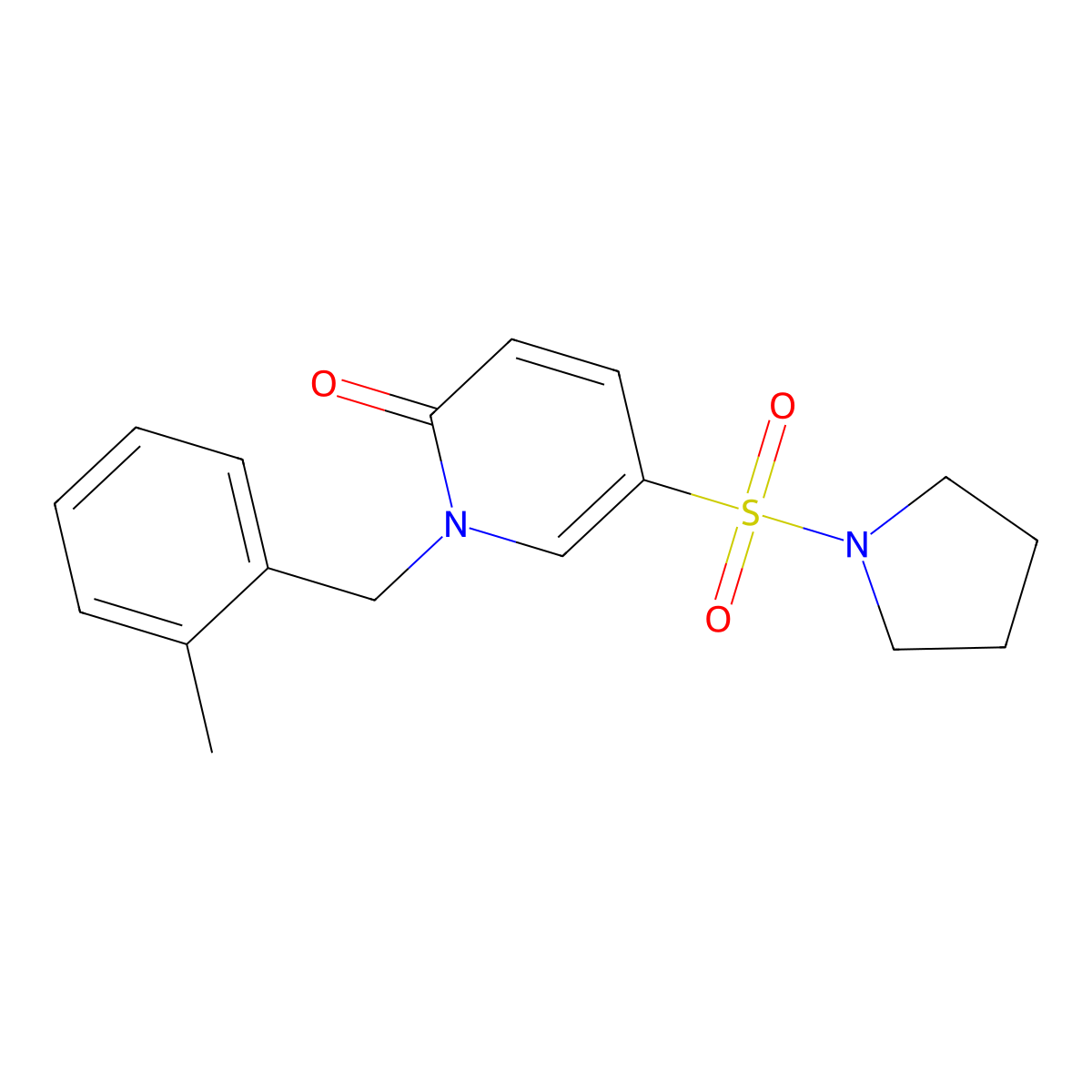 1-[(2-Methylphenyl)methyl]-5-(pyrrolidine-1-sulfonyl)-1,2-dihydropyridin-2-one molecular structure, CAS 1096221-44-1