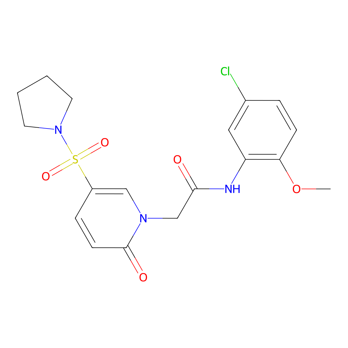 N-(5-chloro-2-methoxyphenyl)-2-[2-oxo-5-(pyrrolidine-1-sulfonyl)-1,2-dihydropyridin-1-yl]acetamide molecular structure, CAS 1096247-96-9